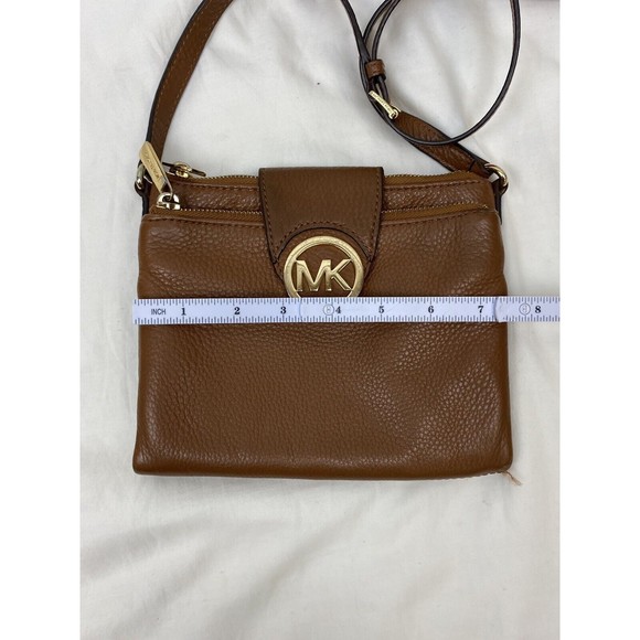 Michael kors Bifold Small Brown Pebbled Leather Crossbody Shoulder Handbag Card - Picture 6 of 16